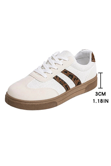 Textured Woven Leopard Patchwork Flat Sneaker