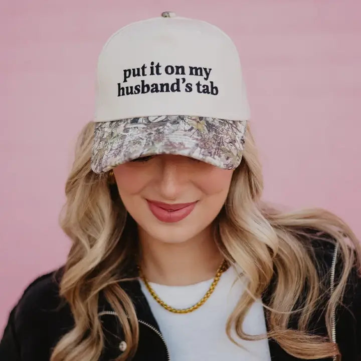 Put It On My Husband's Tab Two-Toned Vintage Hat