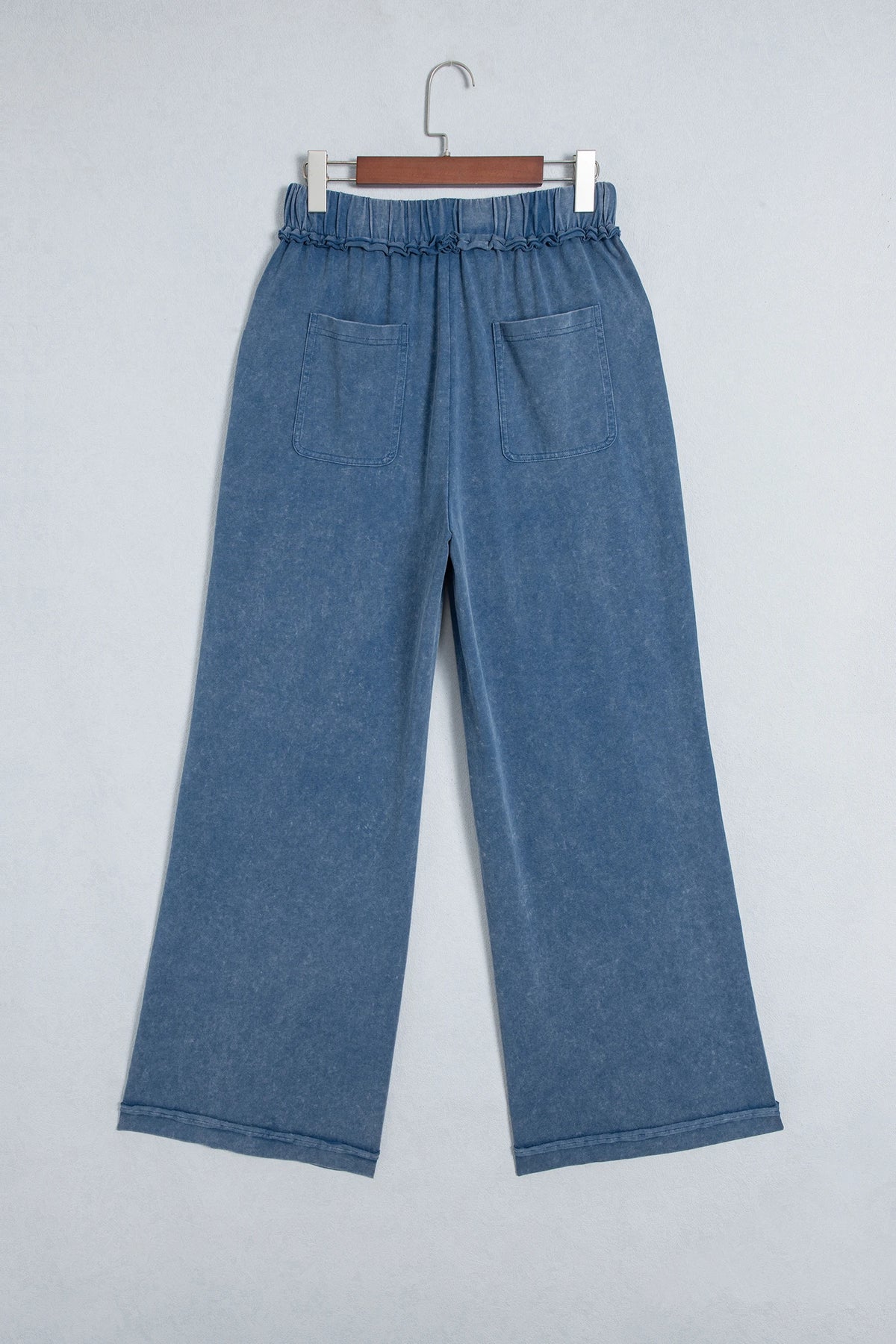 Ashleigh Blue Mineral Wash Seam Detail Flare Leg Drawstring Pants
