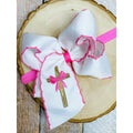 Cross Moonstitch Embroidered Hair Bow | Headband
