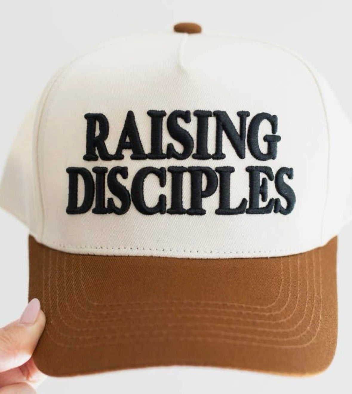 Raising Disciples Unisex Christian Trucker Hat Brown & Black