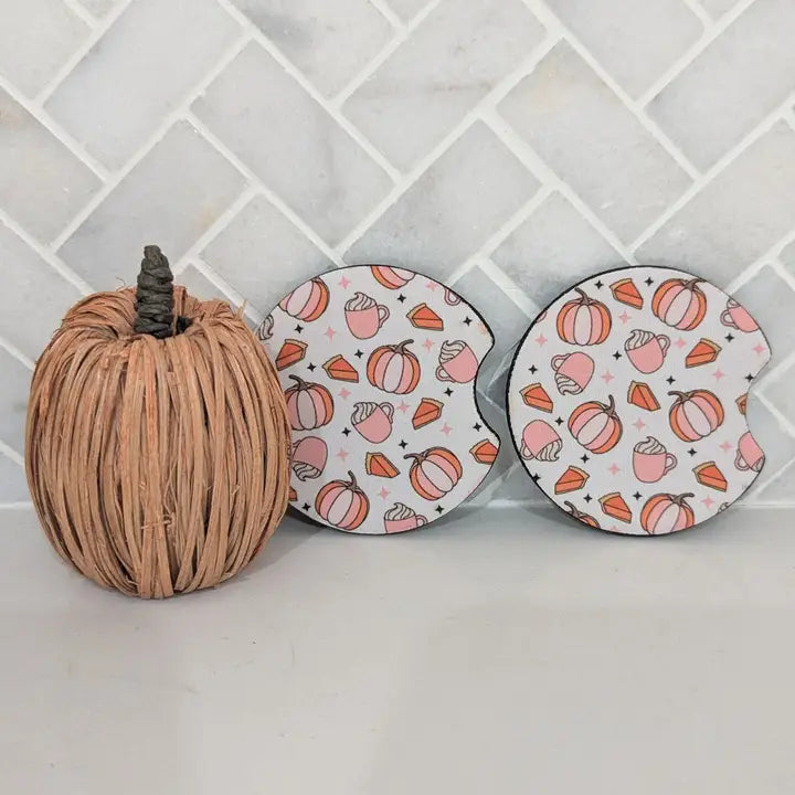 Pumpkin Spice Car Coasters - Set of 2