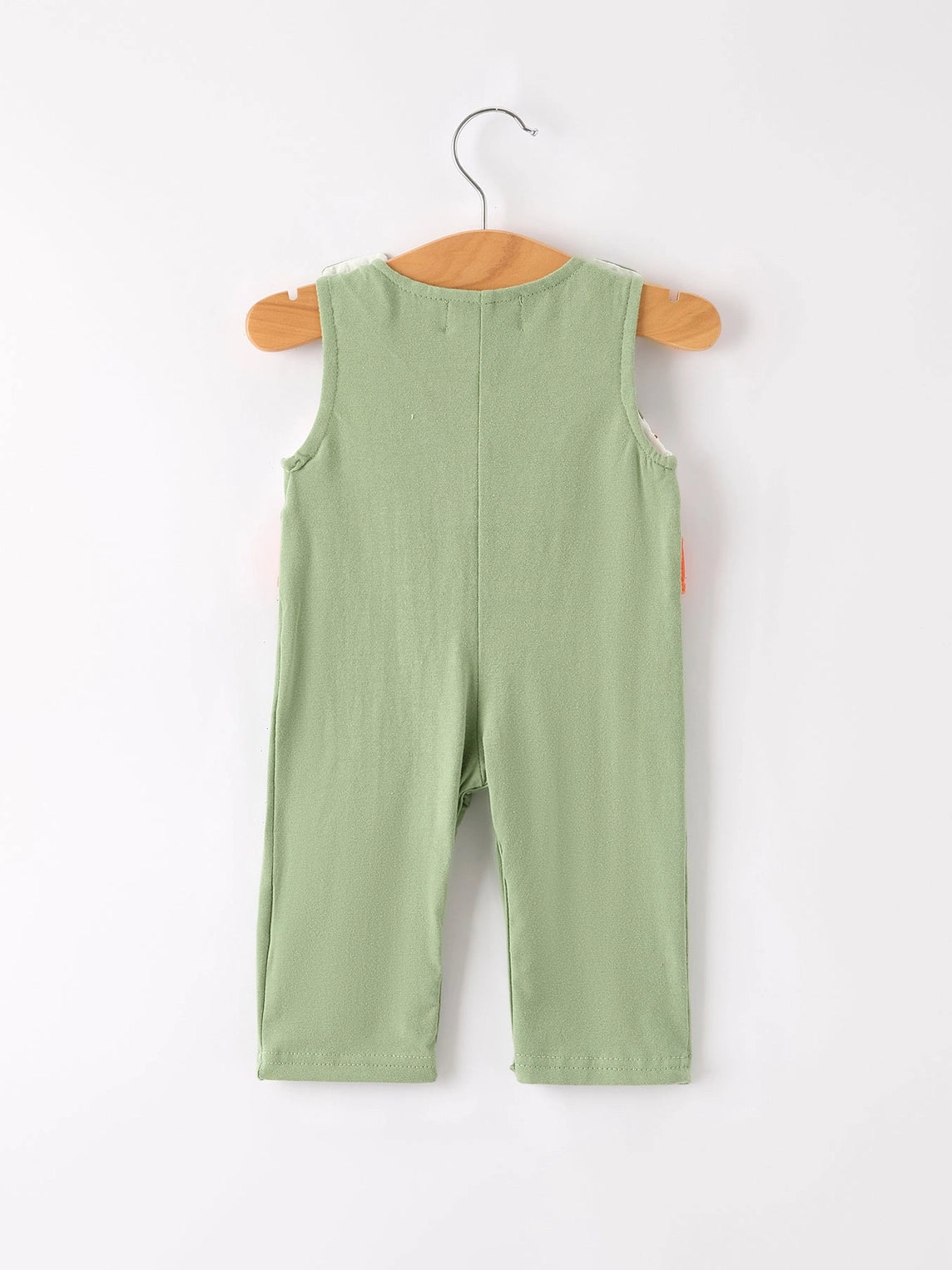 Fall Thanksgiving Bird Smock Embroidered Green Boys Romper