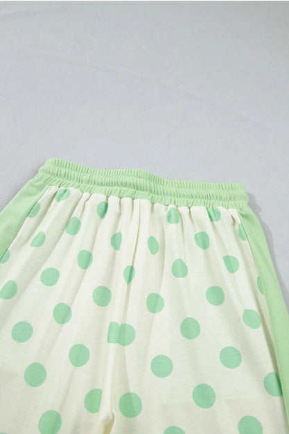 Polka Dot Top and High Waist Pants 2pcs Set