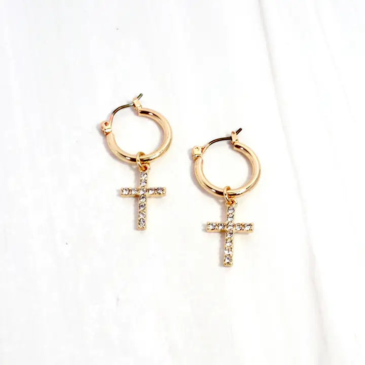 Kansas Cross Hoop Earring Gold