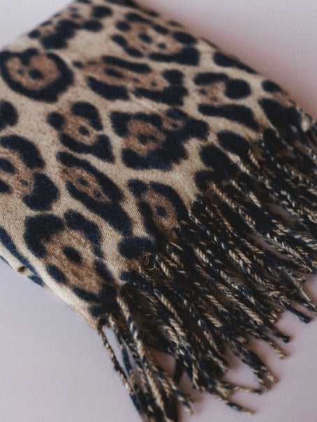 Wild Feeling Animal Print Scarf - Camel