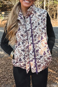 Camouflage Puffer Zip-Up Stand Neck Sleeveless Vest