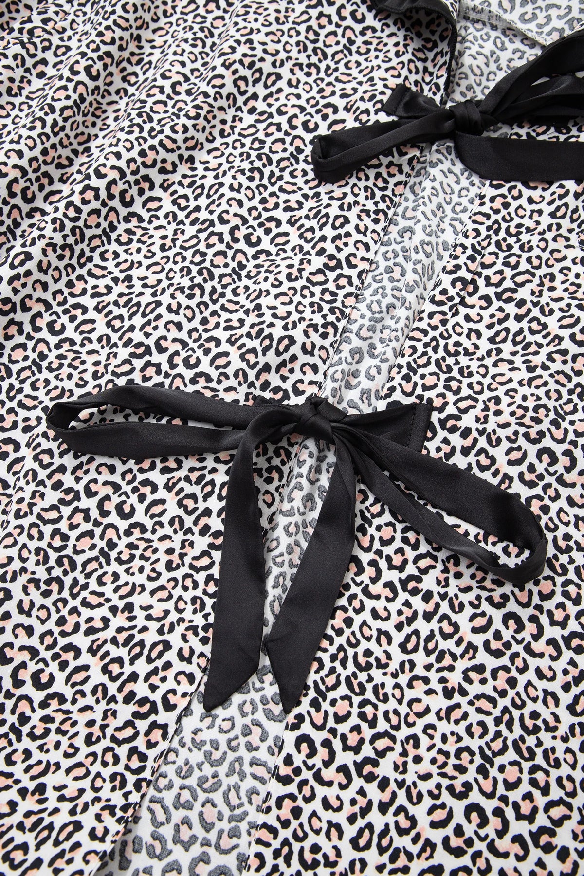 Brown Leopard Print Bow Knot Patchwork Long Sleeve Lounge Set