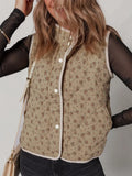 Floral Quilted Button Front Vest