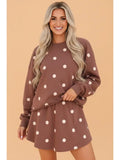 Polka Dot Raw Hem Sweatshirt & Skort Set