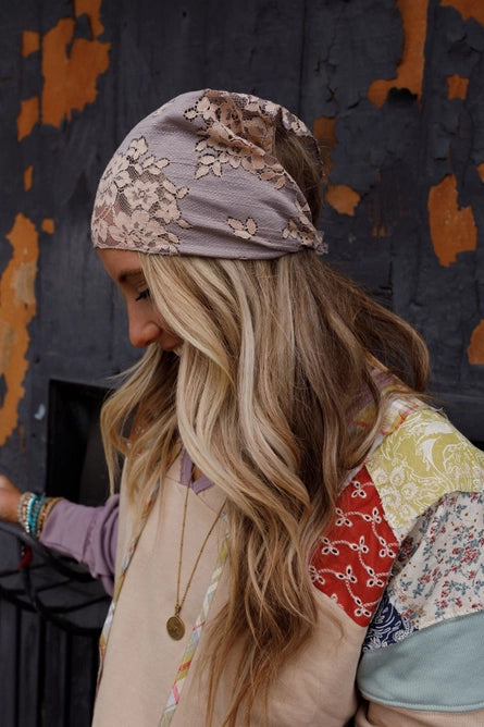 Sarah Floral Lace Headscarf