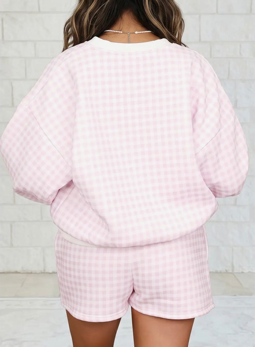 Gingham Crewneck Short Set