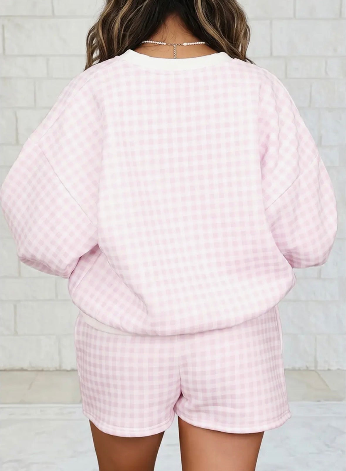 Gingham Crewneck Short Set