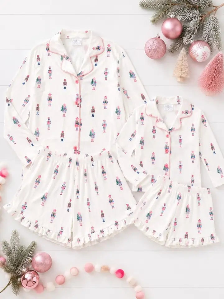 Pink Nutcracker Mommy & Me Christmas Pajama Sets