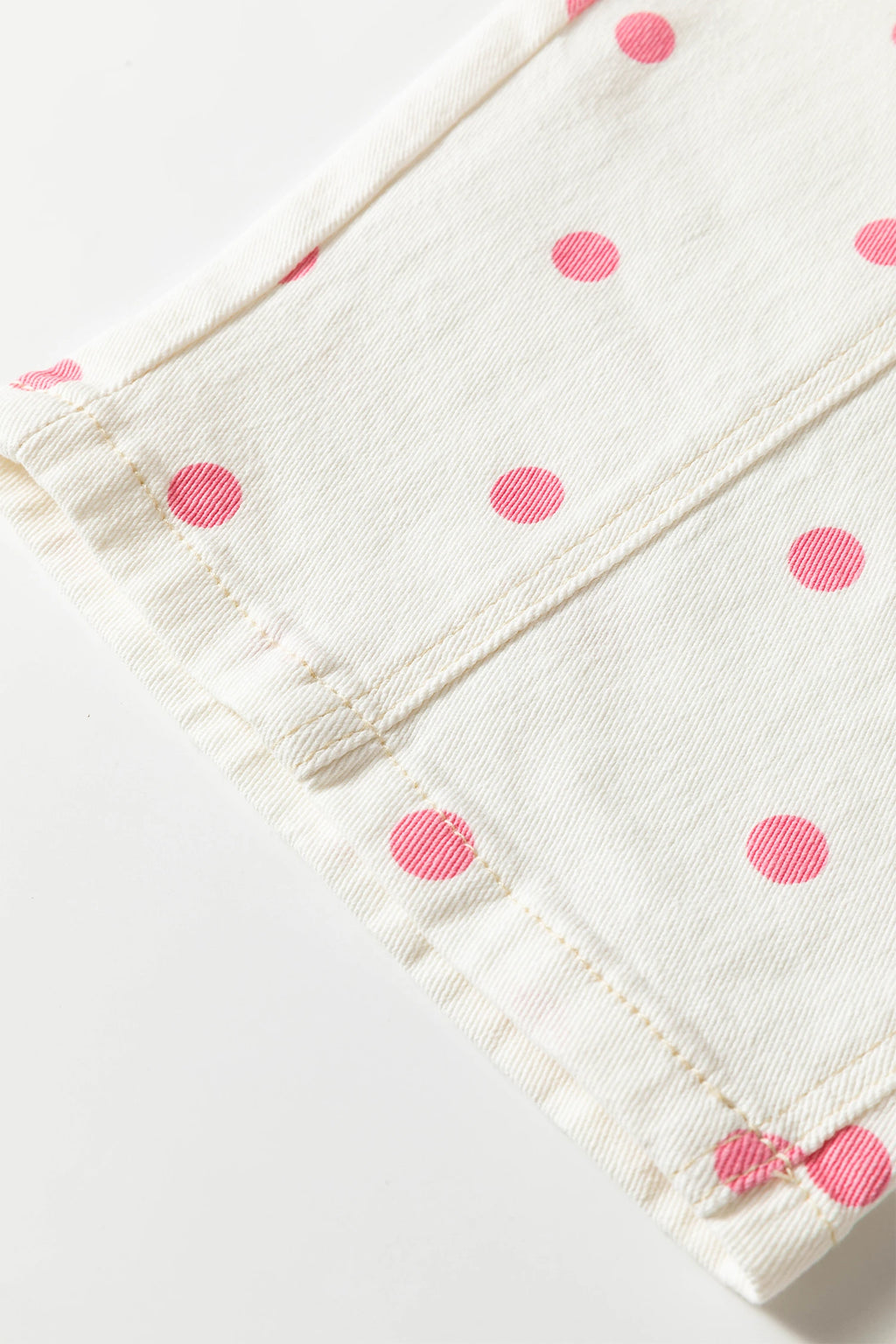 Pink Tailored Seam Polka Dot Print Barrel Casual Jeans