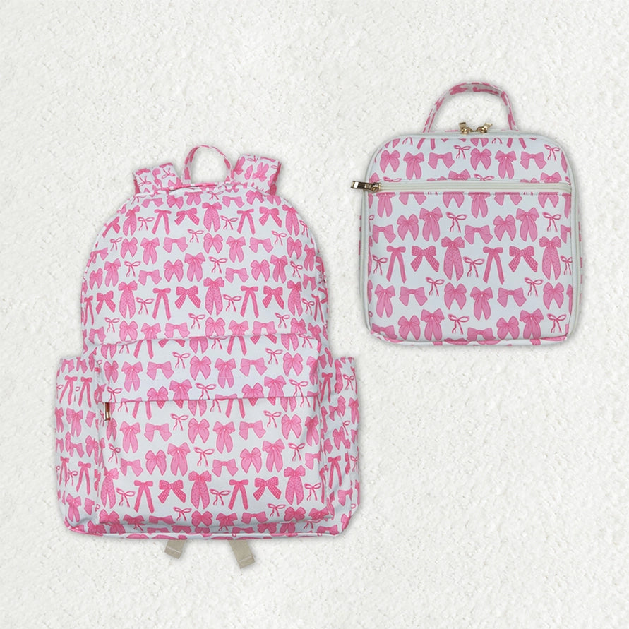 Girl's Pink Bows Backpack and Lunch Box