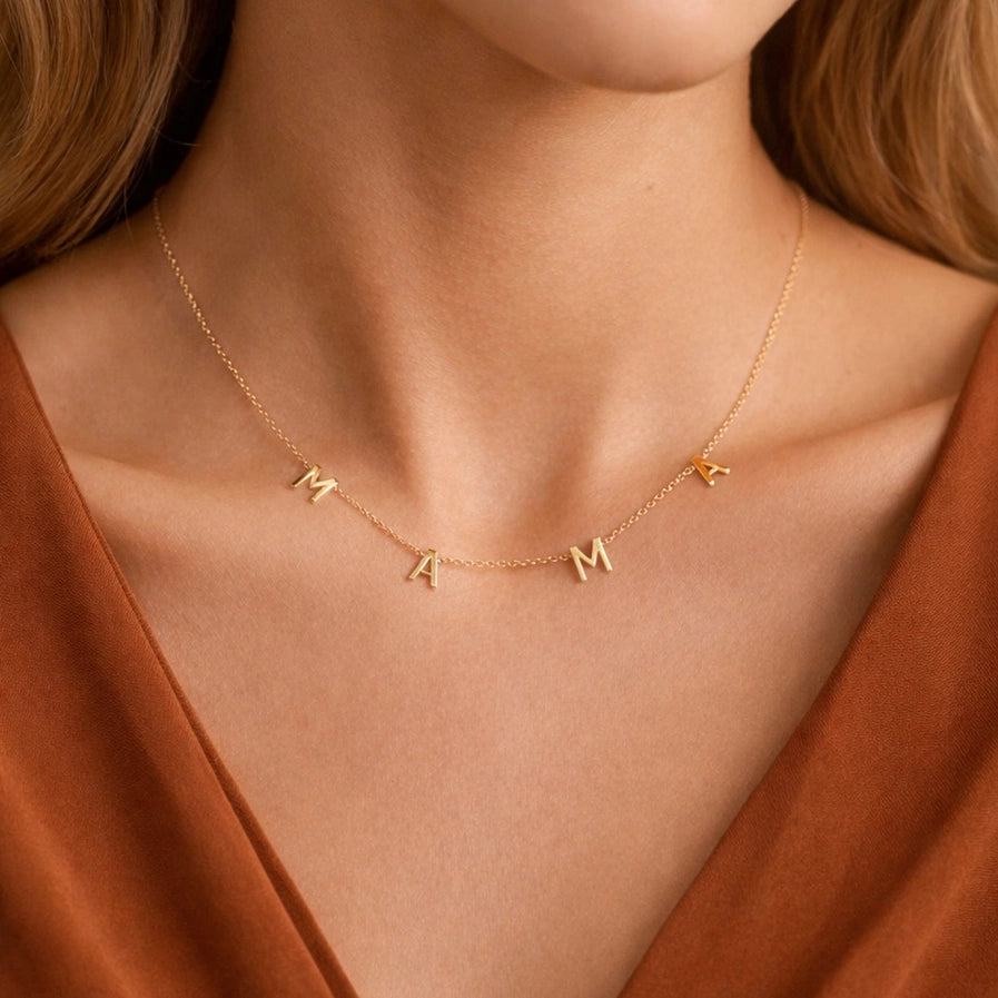 18K Gold Pvd Plated Stainless Steel Mama Necklace