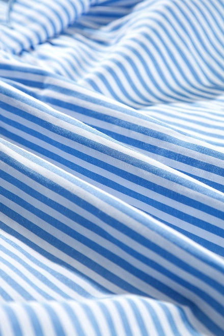 Stripe Bubble Sleeve Tiered Scallop Maxi Dress