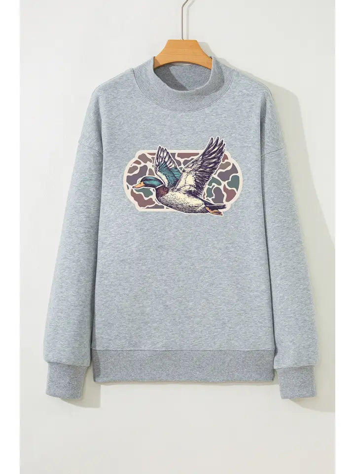 Mallard Duck Camouflage Mock Neck Sweatshirt
