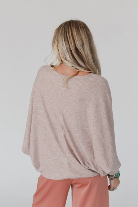 Fly with Me Batwing Sleeve Fall Knit Sweater - Sand