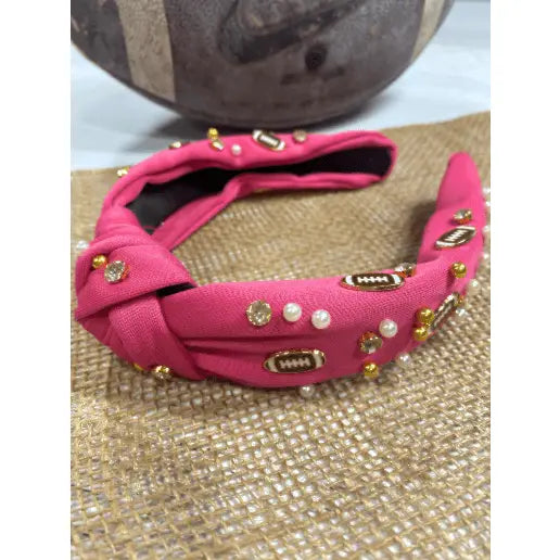 Hot Pink Football Glam Headband
