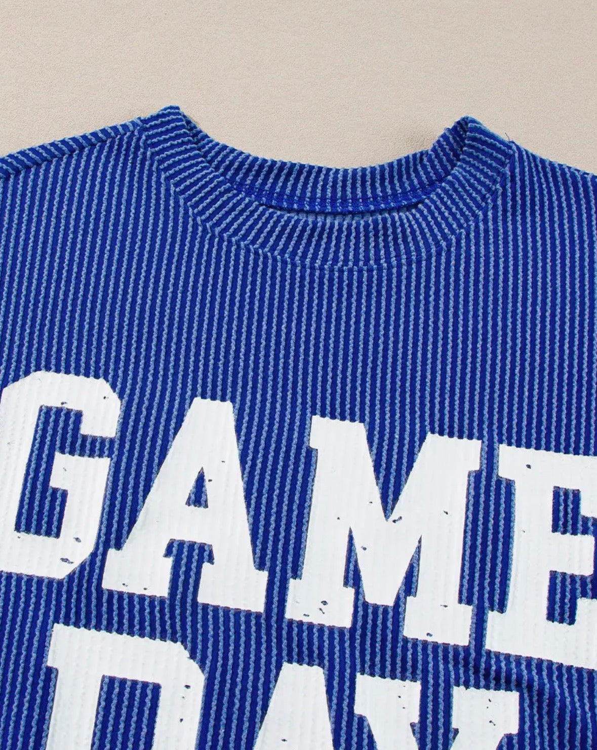 Banks Co and White Co. Game Day Corded Crewneck Long Sleeve Top