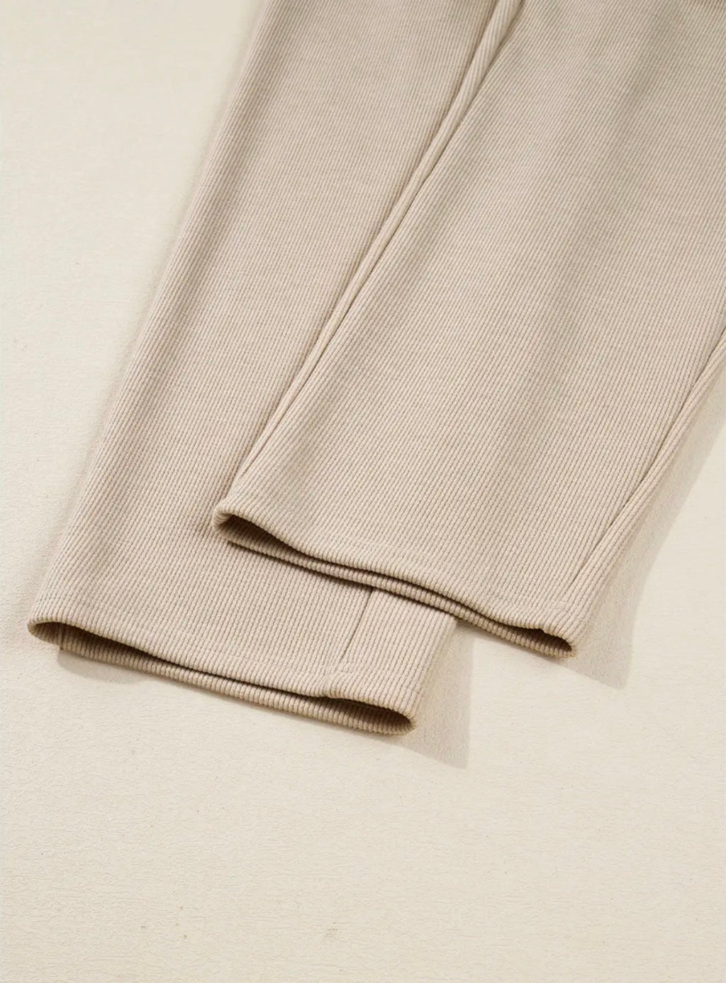 Drawstring Pullover Hoodie and High Waist Pants Corduroy Set