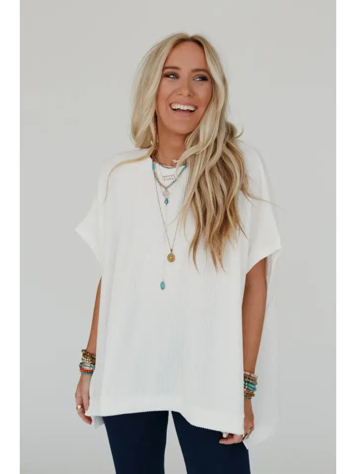 Moon Glow Texture Knit Top - Off White