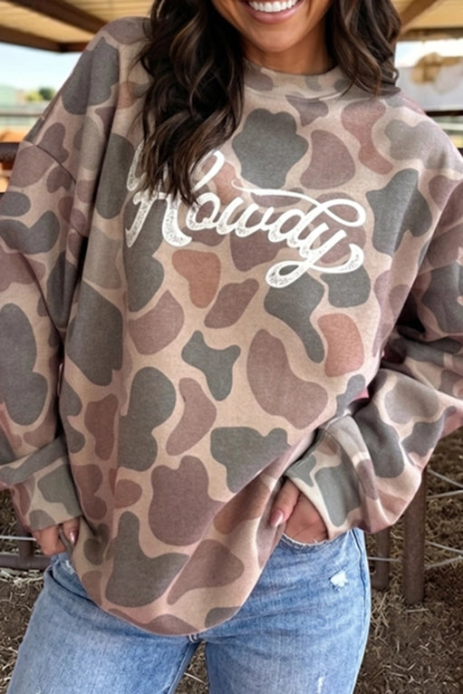 Camo Letter Long Sleeve Sweatshirt