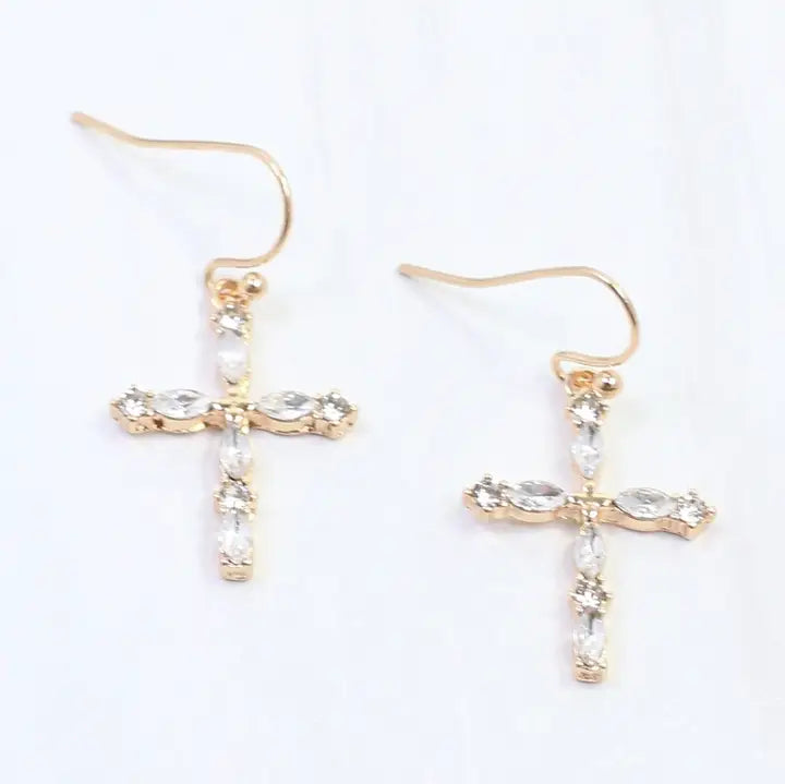 Albritton Pave Cross Earring Gold