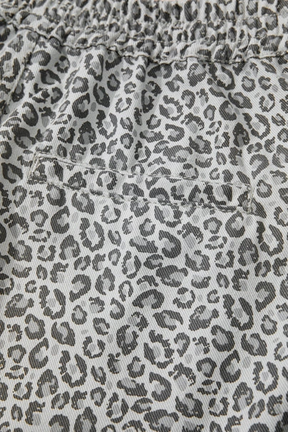 Gray Leopard Print Wrap Front Denim Shorts
