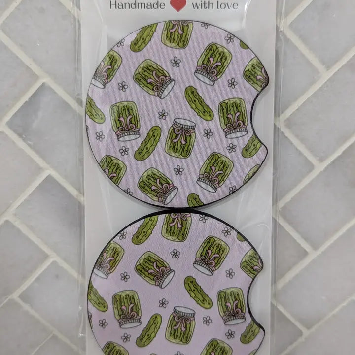 Pickle Lover Girls Coquette Car Coasters - Set of 2