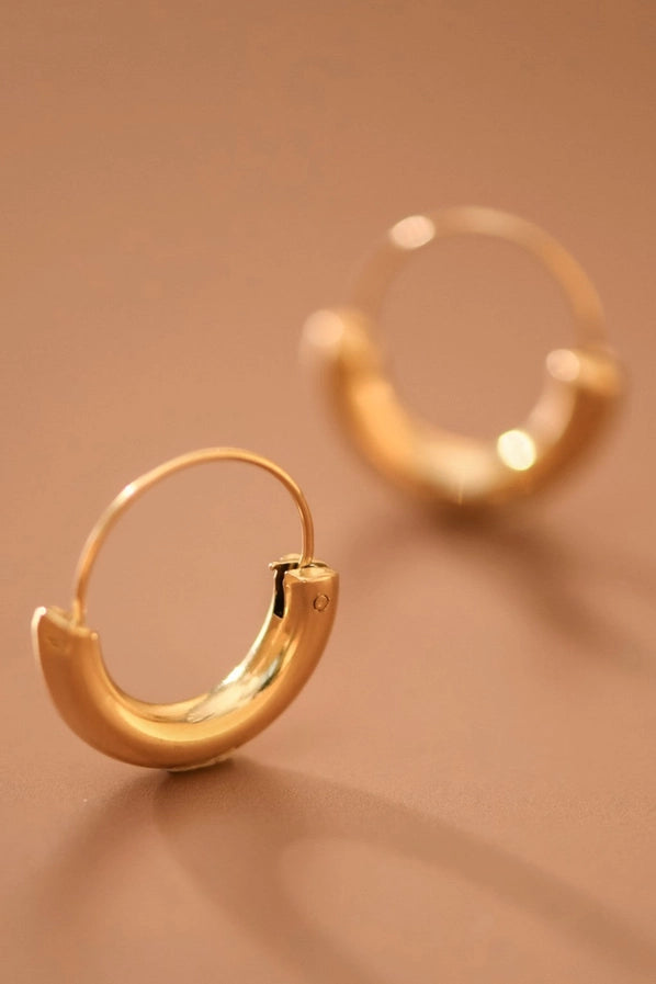 18K Gold Plated Waterproof Stainless Steel Hoop Earrings