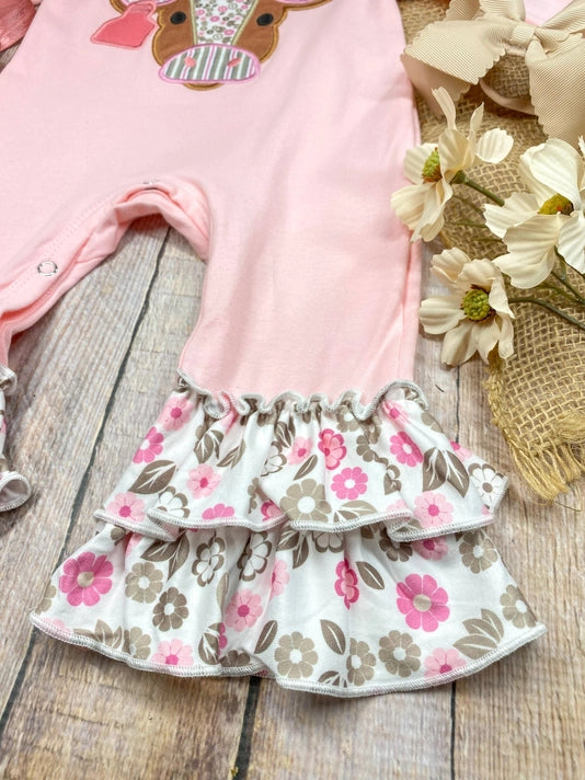 Pretty in Pink Cow Infant Romper