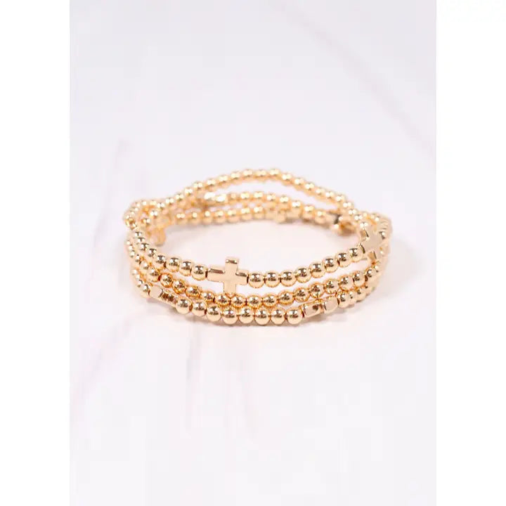 Milano Cross Bracelet Set Gold