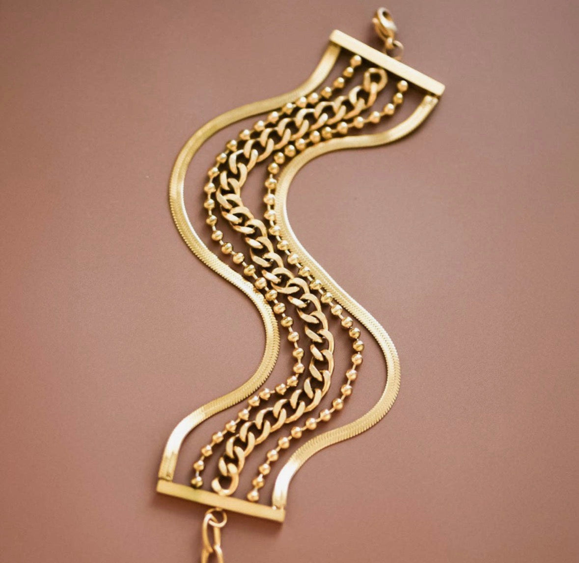 18K Gold Plated Waterproof Stainless Steel Chain Bracelet