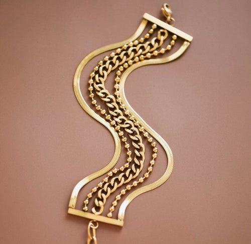 18K Gold Plated Waterproof Stainless Steel Chain Bracelet