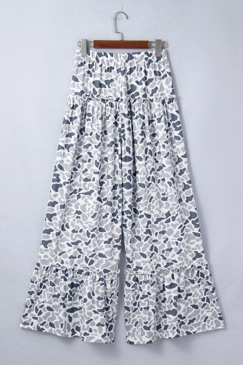 Beige Camo Print Wide Leg Casual Pants