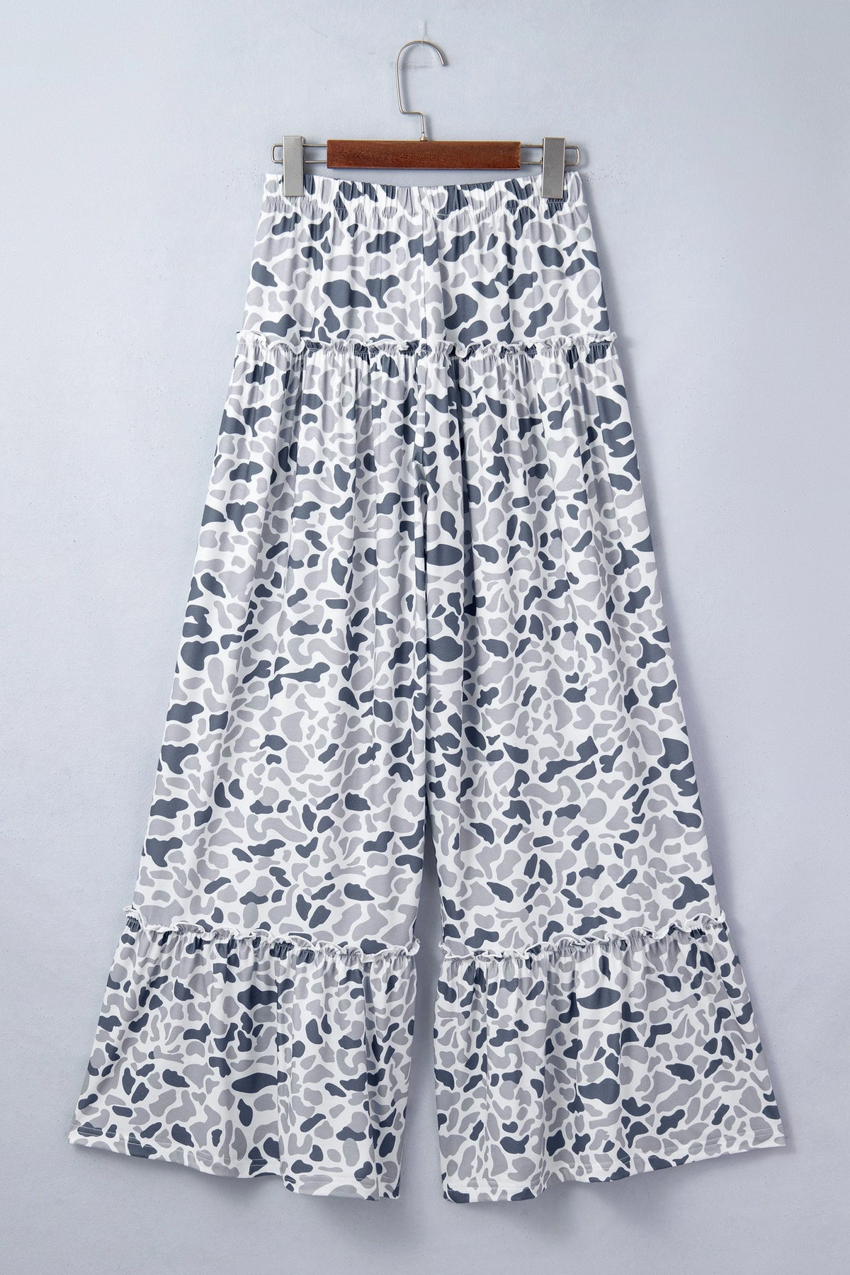 Beige Camo Print Wide Leg Casual Pants