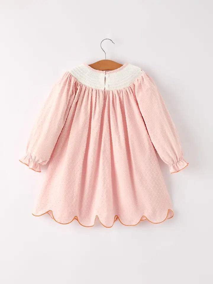 Fall Chicken Pumpkin Smock Embroidery Baby Girl Dress
