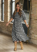 Kayleen Black Plaid Maxi Dress