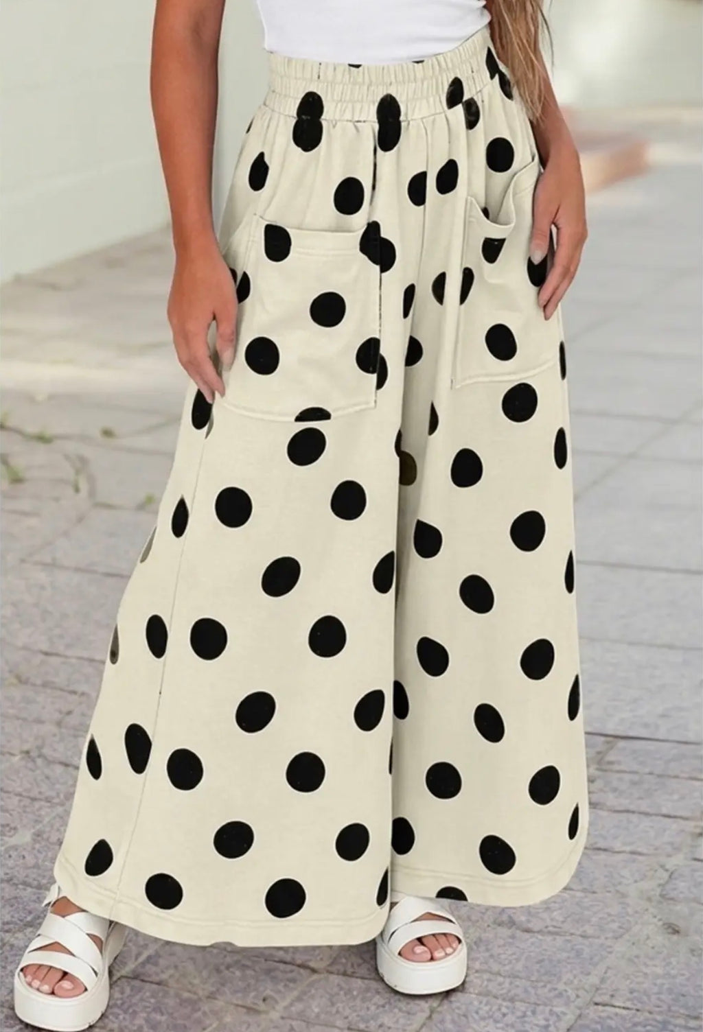 High Waist Wide Leg Polka Dot Pants
