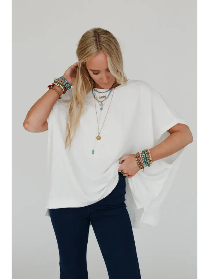 Moon Glow Texture Knit Top - Off White