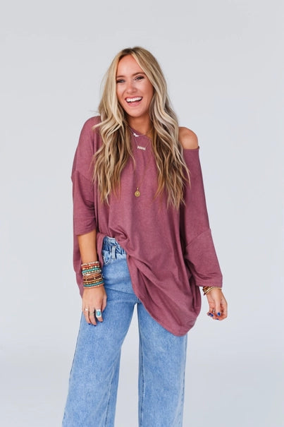 Sunday Stroll Oversized Tee - Mauve