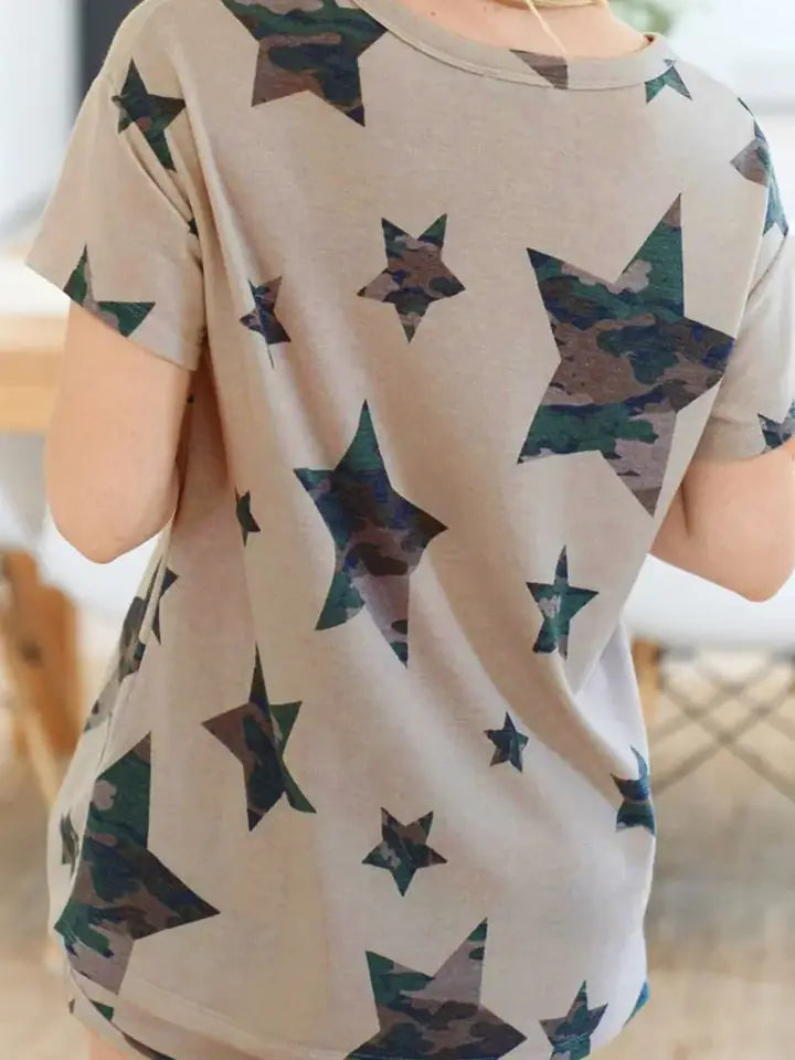 Camo Star Print 2pcs Short Lounge Set