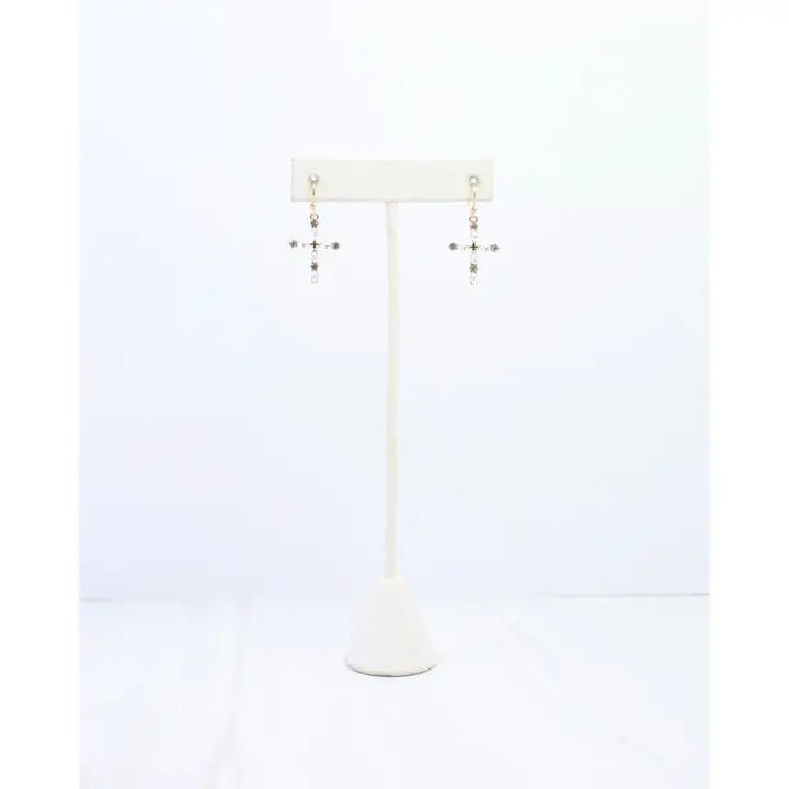 Albritton Pave Cross Earring Gold