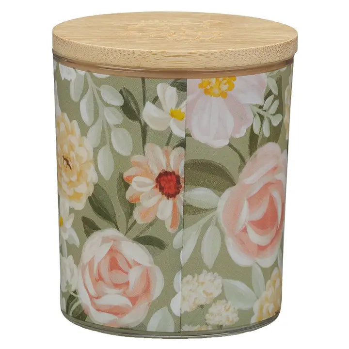 Glass Candle Bamboo Lid He Restores My Soul Ps. 23:3
