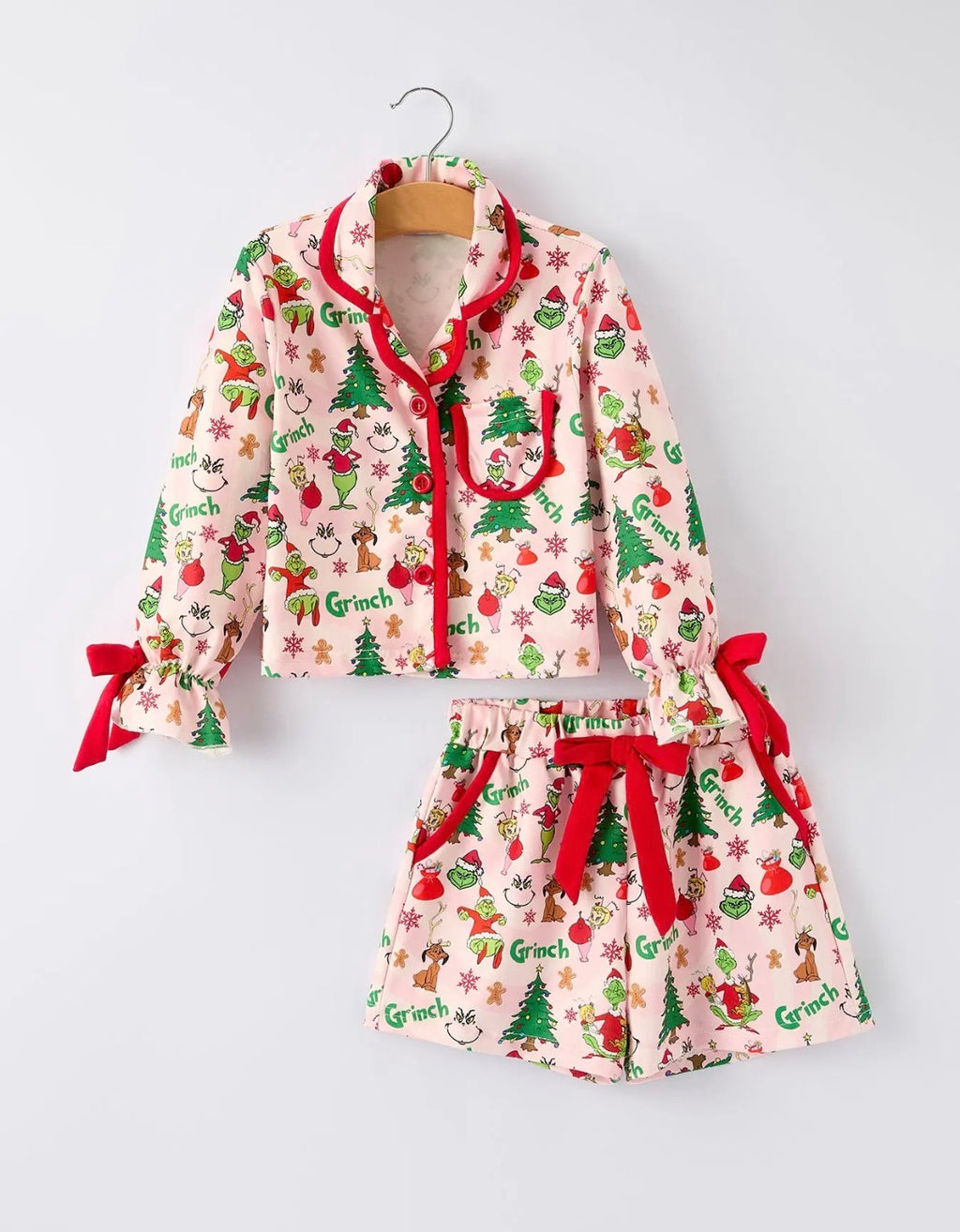 Christmas Tree Character Baby Girls Ruffle Girls Pajamas Set