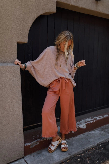 Fly with Me Batwing Sleeve Fall Knit Sweater - Sand