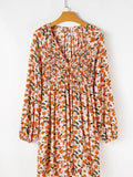 Floral V-Neck Long Sleeve Dress
